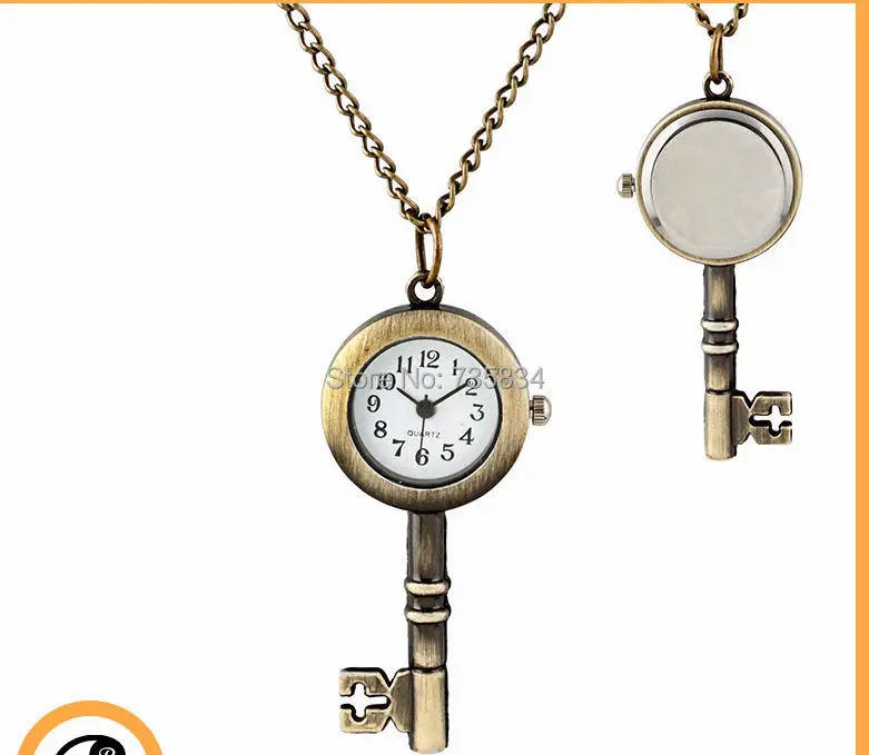 Wholesale 100pcs/lot golden snitch pocket Key watches necklace with