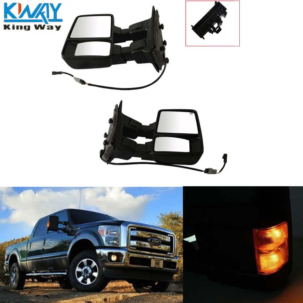 King Way-для 08-15 Ford F250 F350 F450 F550 Super Duty View зеркала W/Янтарный указатель поворота