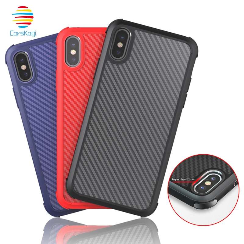 

Carbon Fiber Slim Armor Shockproof Cases for iPhone 11 Pro Max X XS MAX XR 7 8 6 6S Plus Soft Silicone Rubber Back Matte Cover