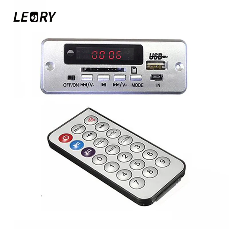 LEORY MP3 Плата декодера аудио модуль 5 V музыка модуль декодирования доска с цифровой светодиодный Дисплей AUX USB SD карты FM радио MP3 формат - изображение