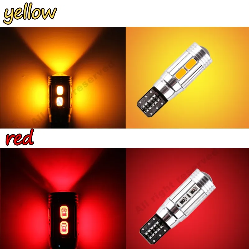 2 шт. T10 W5W светодиодный лампы 10SMD CANBUS OBC Error Free светодиодный светильник 501 приборной панели автомобиля светодиодный лампы салона авто источник света парковка 12V RGB