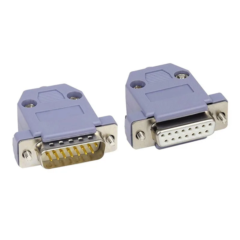 

15 Pin D-SUB DB15 2 Rows Serial Male Socket Plastic Gold-plated Copper Straight Leg Connector Harpoon Welded Plate Socket Rivet