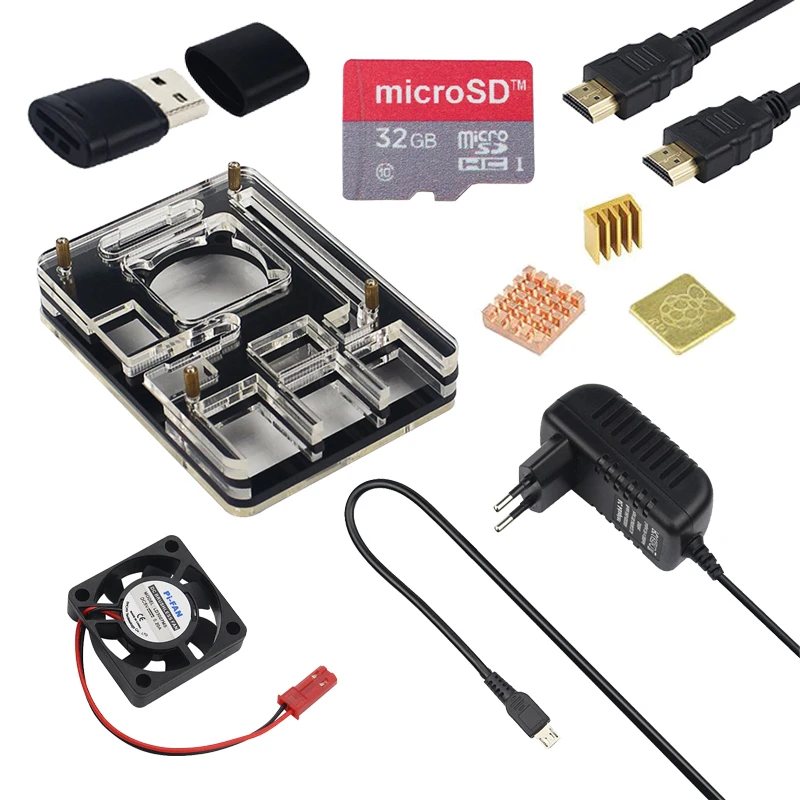 

Raspberry Pi 3 Model B Acrylic Case + CPU Fan + 5V 3A Power Adapter + Heat Sink for Raspberry Pi 3B+ RPI 3B Box Enclosure kit