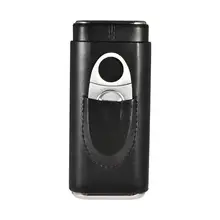 Металлическая коробка поверхность сигары Улучшенная кожа 3 трубки сигары Путешествия сигары сумки держатель Humidor с Резак# 4O