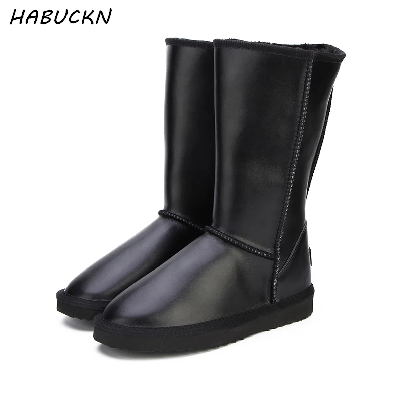 

HABUCKN 2018 NEW Women Shoes Winter Boots Genuine Cowhide Leather waterproof fashion casual woman snow boots 6 color US 3-13