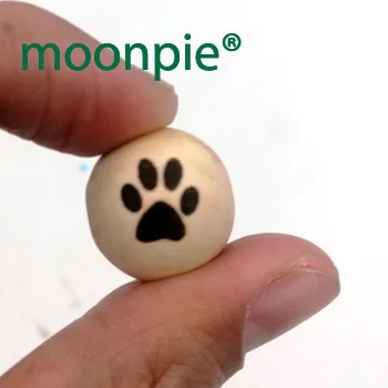 20mm wood animal paw round ball bead  for teether shaped burnt engrave diy accessory wooden craft valentine decoration EA180