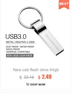 Usb флеш-накопитель 3,0, серебристая металлическая флешка, 128 ГБ, 64 ГБ, 32 ГБ, 16 ГБ, 8 ГБ, 4 Гб, флеш-накопитель, память, usb браслет, ключ, бесплатный логотип