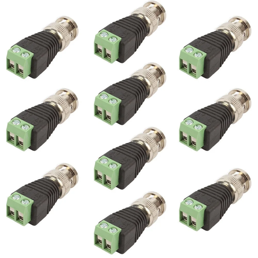 10 pcs Coax CAT5 To CCTV Coaxial Camera BNC Male Video Balun Connector