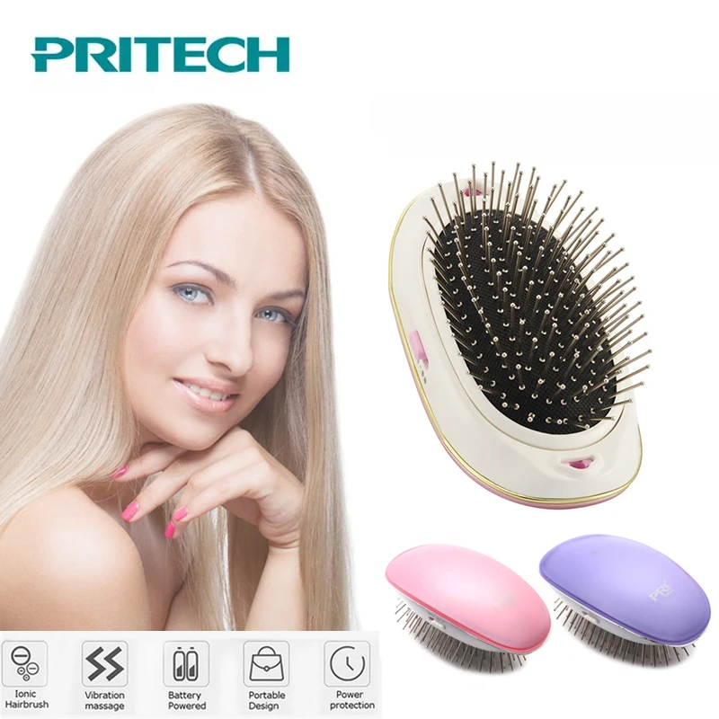 PRITECH Мини электрическая расческа для волос выпрямитель для волос отрицательная ионная расческа на вынос Антистатическая Массажная портативная прямая щетка для волос