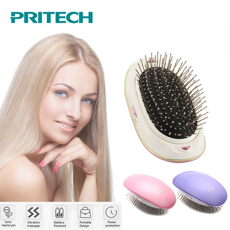 PRITECH мини электрический выпрямитель волос отрицательная ионная расческа на вынос Антистатический массаж портативный прямая кисть для волос - изображение