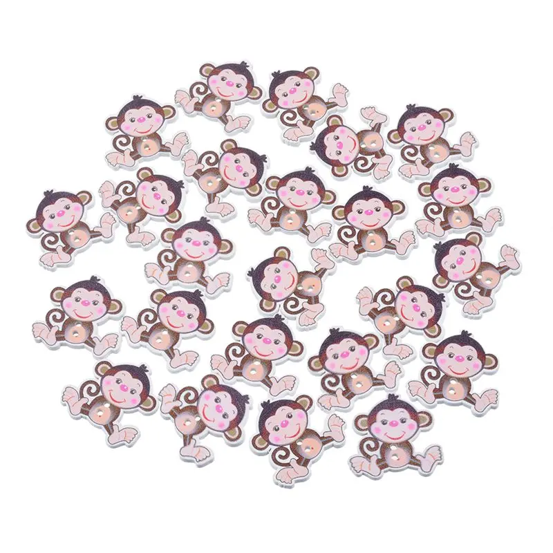 

Hoomall 50PCs Scrapbooking Wooden Buttons 2-Hole Cartoon Monkey Shaped Randomly Mixed