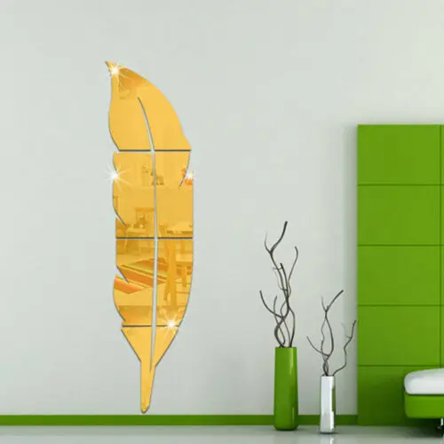Мода 3D перо зеркало настенная наклейка для комнаты виниловая настенная наклейка искусство украшение дома DIY 73X18 см декор гостиной