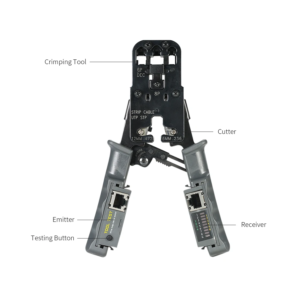 Обжимной прибор для кабеля со съемными коннекторами RJ11 и RJ12|wire cutter stripper|cutter