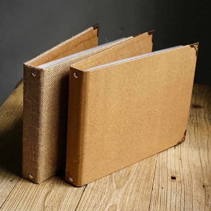 

A4 Craft / Burlap Cover Inner Ring PP Bag DIY Manual Photo Album Retro Nostalgia Creative Yearbook Scrapbook Album De Fotos