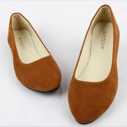 

Plus 42 Size women flat shoes casual outdoor shoes candy colors suede CASUAL work shoes lady point toe slip shoes h032