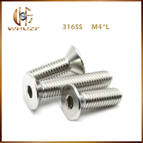 

Free shipping M4 316 stainless steel countersunk head screws Hex socket countersunk head cap screws flat screws