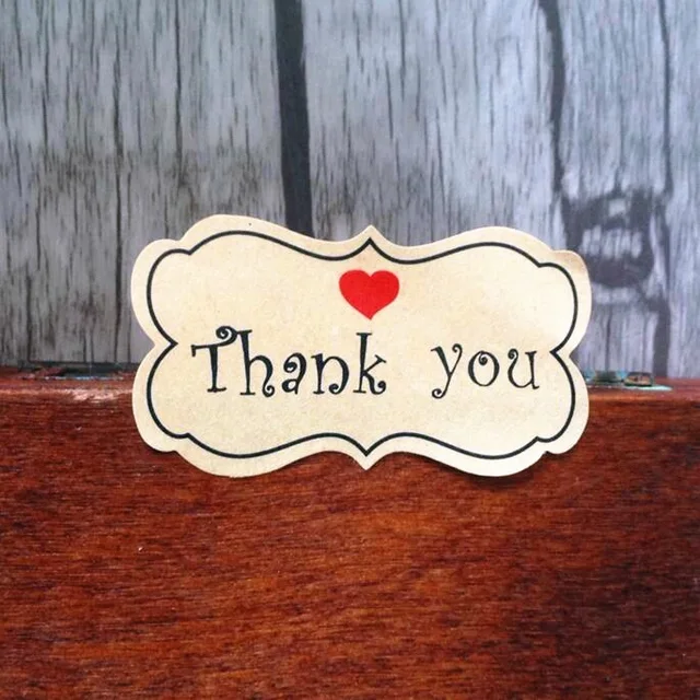 80pcs/lot French Merci English thank you Kraft Adhesive
