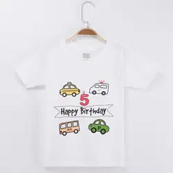 2019 футболка для детей с машинками, детские футболки из 100% хлопка с героями мультфильмов, одежда на день рождения для мальчиков и девочек
