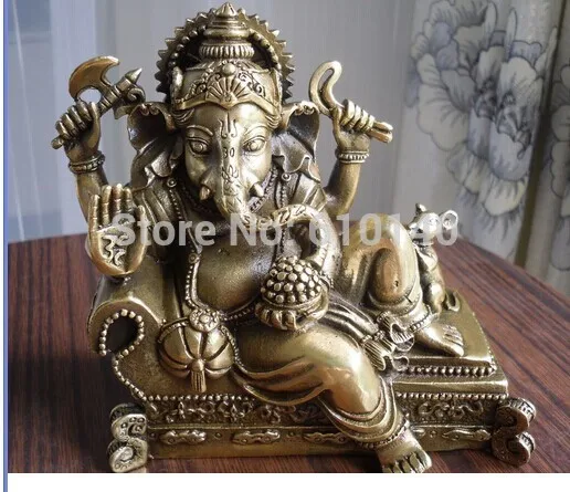 

Tibetan Buddhist bronze GANESHA INDISCHER GOTT statue on bed 12 cm tall