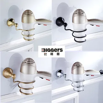 

Free shipping Classic design copper bathroom accessories wall mounted bathroom hair dryer holder shelf chrome gold finish