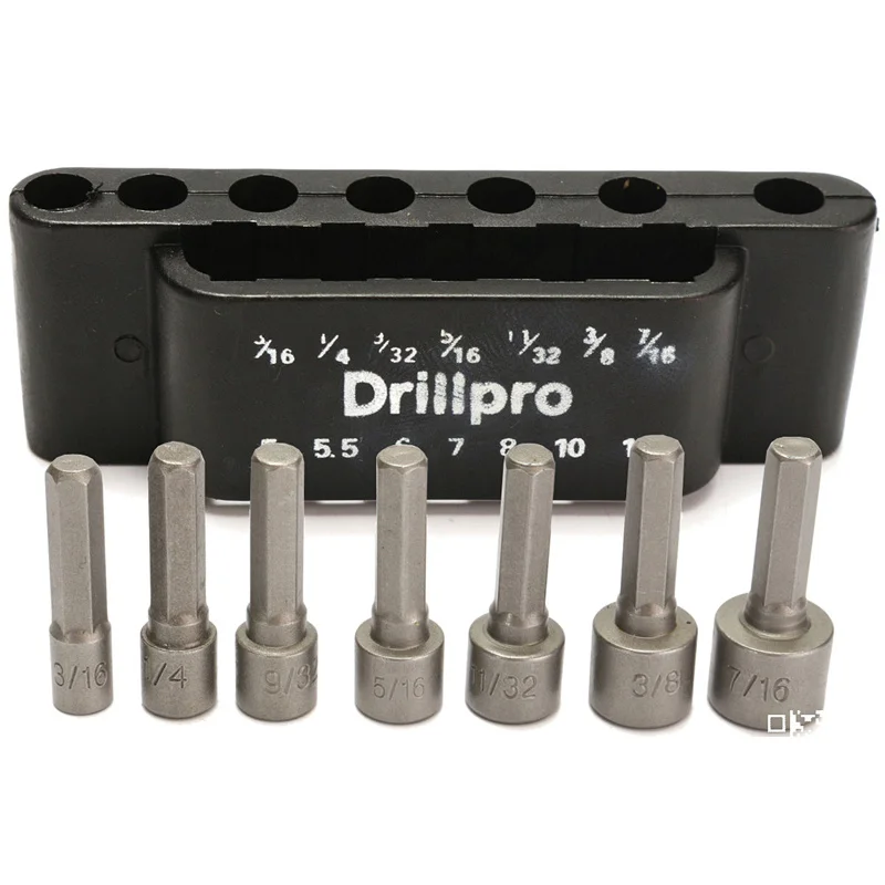 Drillpro 14 шт. Набор отверток с гайкой, двойной метрический и стандартный Sae 1/" хвостовик отвертки, отвертка с гайкой, торцевые головки, сверла