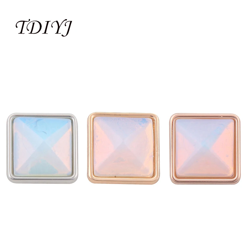 

TDIYJ Keepering Opaline Square Natural Stone Slide Charms Keeper for Stainless Steel Mesh Bracelet and Pendant 12pcs/lot