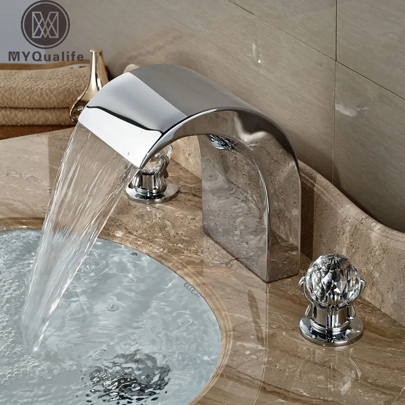 

Fashion Design New Type Countertop Faucet Double Crystal Handle Mixer Taps Polished Chrome