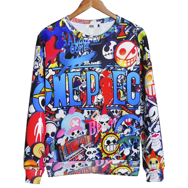 Naruto One Piece Print Pullover Hoodie