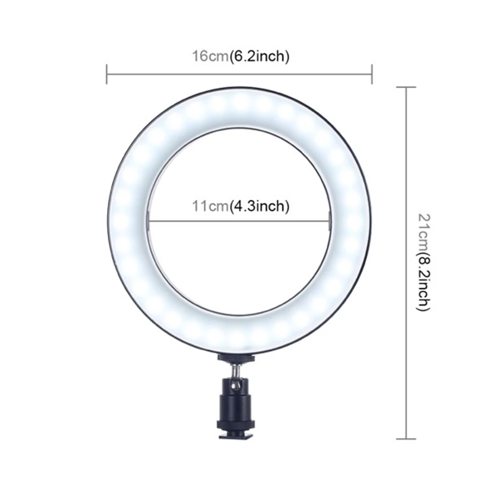 Кольцевой светильник-подставка для вспышки pentax с регулируемой яркостью, настольная подставка для фотосъемки, стабильный держатель, набор ламп для макияжа 4," 6,2" 1" светодиодный - Цвет: 6.2LED Ring Light