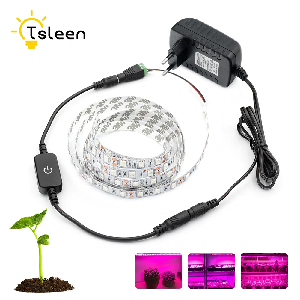 5050 LED Strip Grow Light 3Red1Blue 12V Power Adapter For Vegetable
