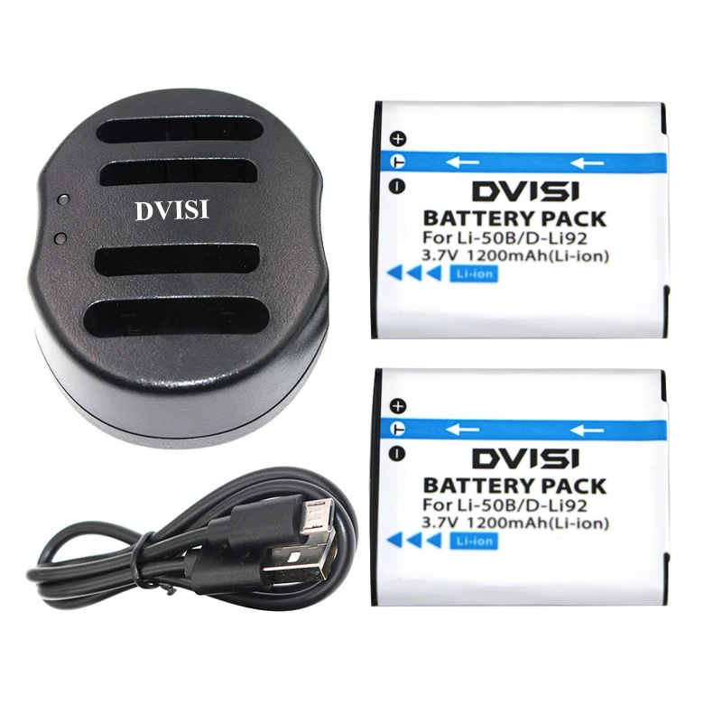 2pcs Li 50B Li 50B Li50B D Li92 Rechargeable camera Batteries and USB