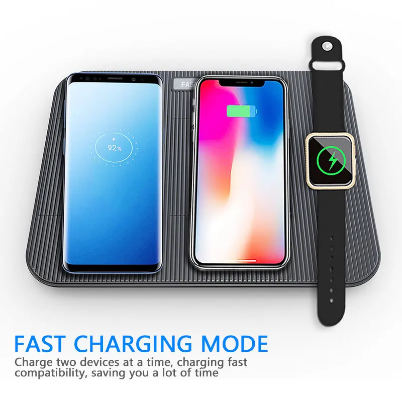 3 в 1 Беспроводное зарядное устройство для Apple iPhone 8 X Xr XS Max Watch зарядный кронштейн