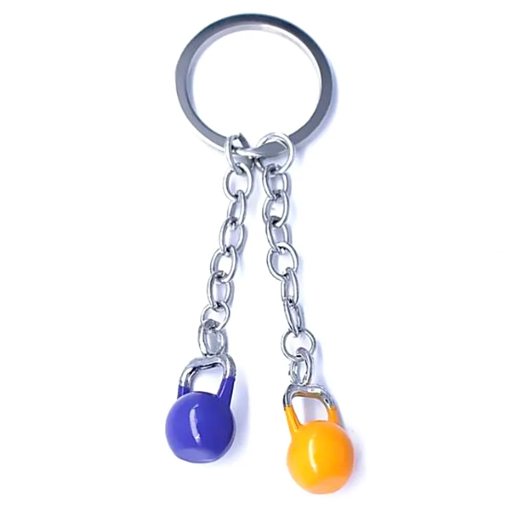 

Alloy Metal Craft Painted Color Kettlebells Pendant Long Chain Key Chains Fit Gym Charm Key Rings