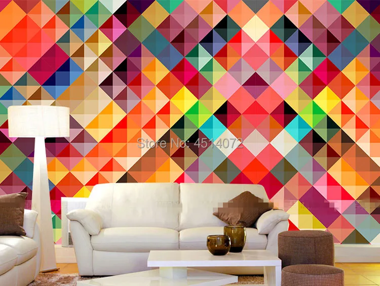 Abstract 3d Photo Mural Large Wall Art Wallpapers For Living Room Tv Backdrop Modern Multicolor Plaid Custom Wallpapers Aliexpress