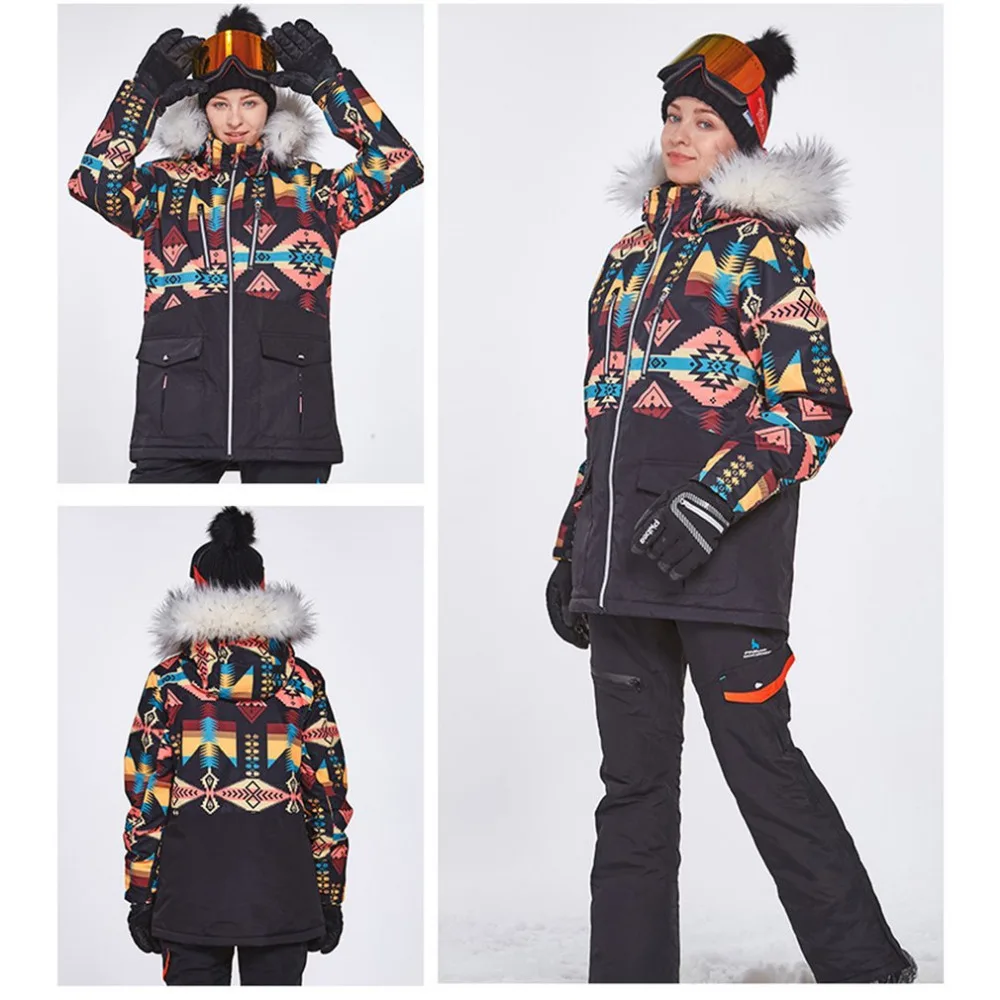 

phibee S-XL Winter Adult Ski Suit Thick Waterproof Outdoor Clothing Family Windbreak Jackets Plaid Snow Wear Drop Shipping