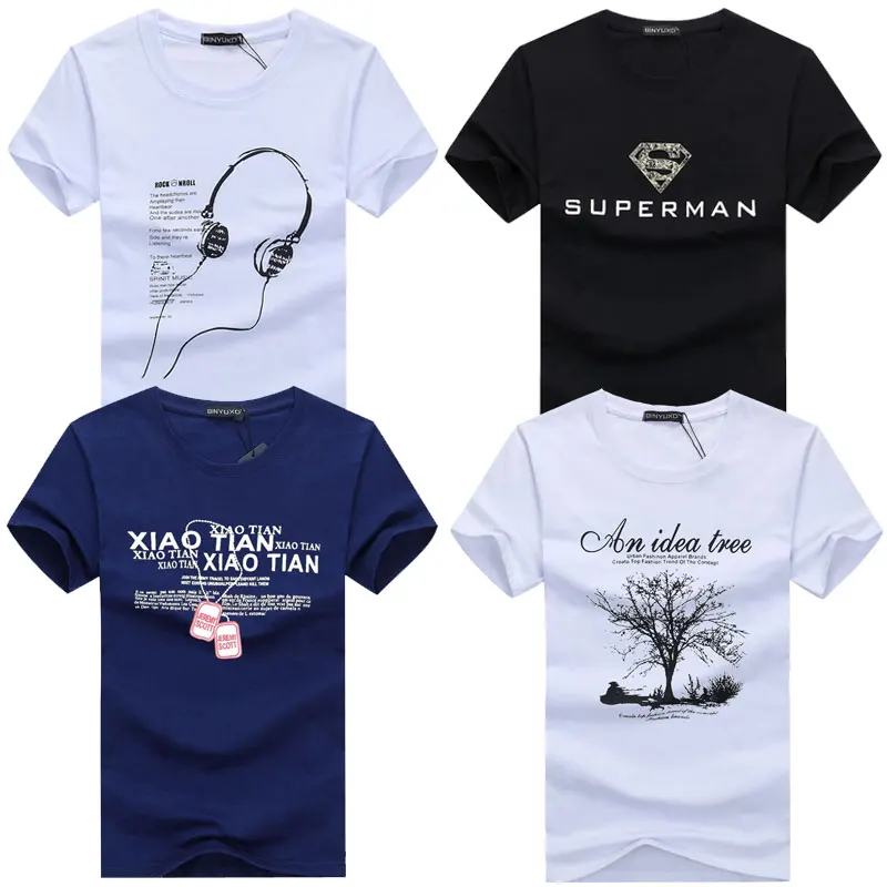 

TEXIWAS 4Pcs New Fashion Brand Trend Print Slim Fit T Shirt Men Tee O-Neck Casual Men T-Shirt Cotton T Shirts Plus Size M-5XL
