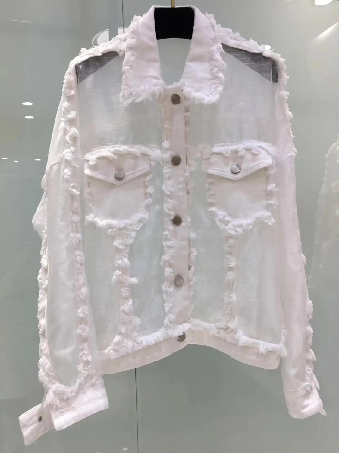 

2019 summer new suit silk stitching denim jacket 0518