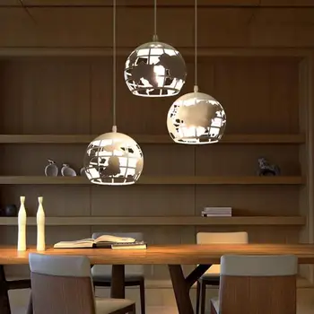 

Bar dining room led metal Sphere pendant lights for Salon retro Unique world map pendant lamps Library vintage map lamp Abajur