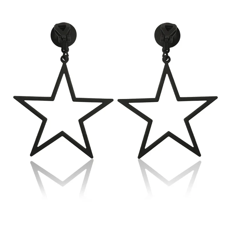 

Korean Version of Female Hollow-out Star Pendant Simple Fashion Exaggerated Earrings Ear Clip Women Party Accessories
