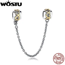 Al por mayor Plata 925 Cadena de Seguridad de Plata Del Corazón Del Encanto Fit Pandora Pulsera Colgante de Regalo de La Joyería Auténtica y Original