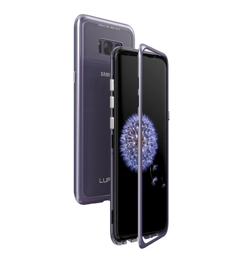 LUPHIE для samsung Galaxy S9 S8 Plus S7 Edge Note 8 Note 9 чехол абсолютно магнитный Алюминиевый металлический каркас закаленное стекло