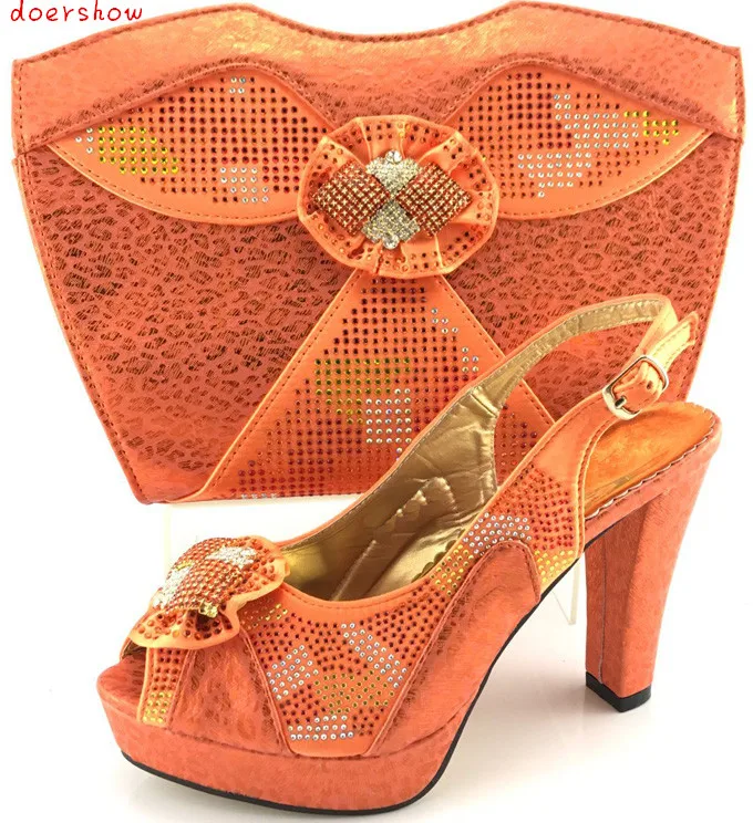 

doershow Italian Shoes With Matching Bags For Party2017High Quality African Sandal Lady Shoe And Bag Set With Rhinestones PQS1-1