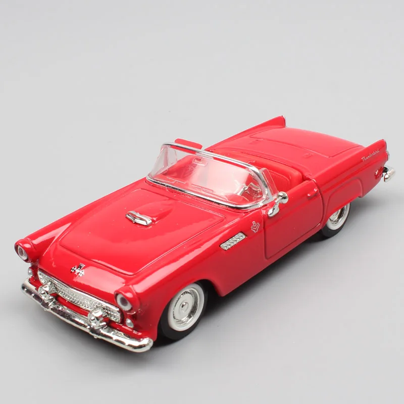 Детские 1:43, брендовые винтажные Ретро 1955 Ford Thunderbird T-Bird металлические транспортные средства, трансформируемые модели литья под давлением, масштаб, мини-автомобили, игрушки для хобби