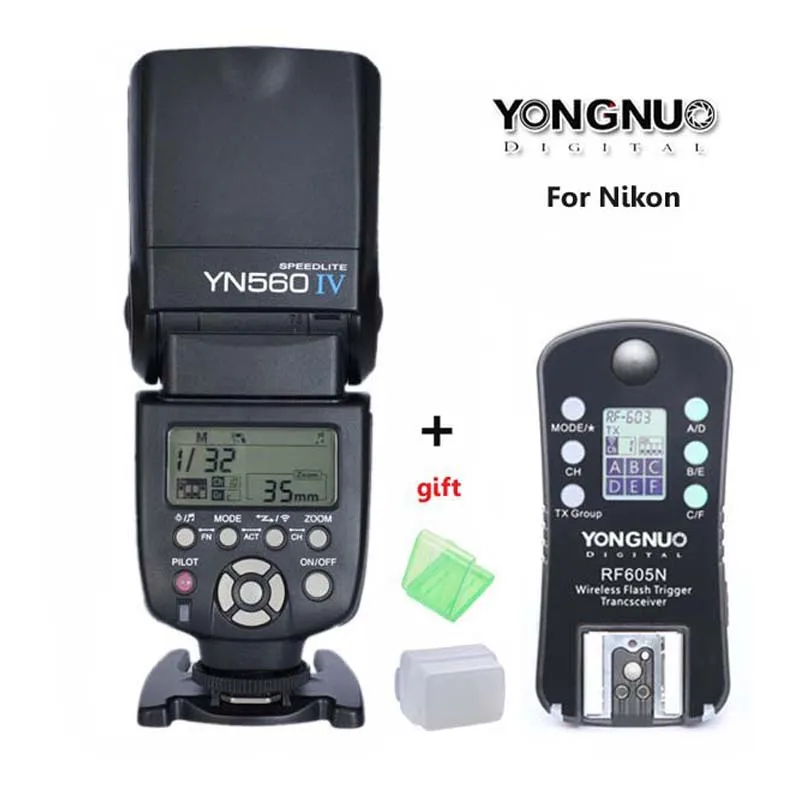 YONGNUO YN560 IV, IV Мастер Радио Флэш Speedlite YN-560 + РФ-605 Беспроводного Триггера для Nikon D800 D3000 D5000 D660 D6 камера