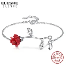 ELESHE модная подвеска в форме цветка розы браслет для женщин Девушка браслет 925 пробы серебро свадебные ювелирные изделия подарок