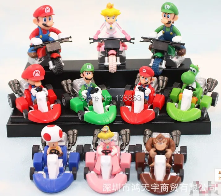 Wholesale for 10 sets Super Mario Bros Car Toy Full 10 pcs/set Super