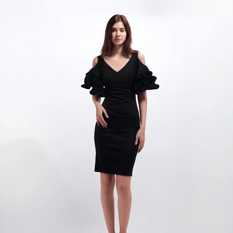 Summer Sexy Off Shoulder Party Dress Women 2019 Sexy Bodycon V-Neck Ruffles Short Sleeve Dress Solid Club Dress Vestidos Summer Sexy Off Shoulder Party Dress Women 2019 Sexy Bodycon V-Neck Ruffles Short Sleeve Dress Solid Club Dress Vestidos