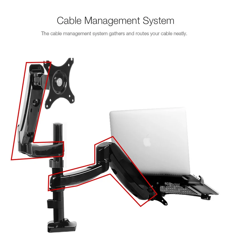 Настольная полная газовая пружина с двойным креплением для монитора дисплей стенд для 1"-27" монитор и 1"-15,6" Ноутбук Max Suppprt 8 кг на руку