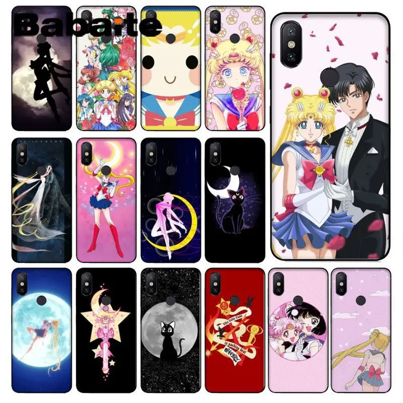 Умный чехол Babaite Sailor Moon girl черный мягкий для телефона redmi 5plus 5A 6pro 4X note5A note4x note7 6A