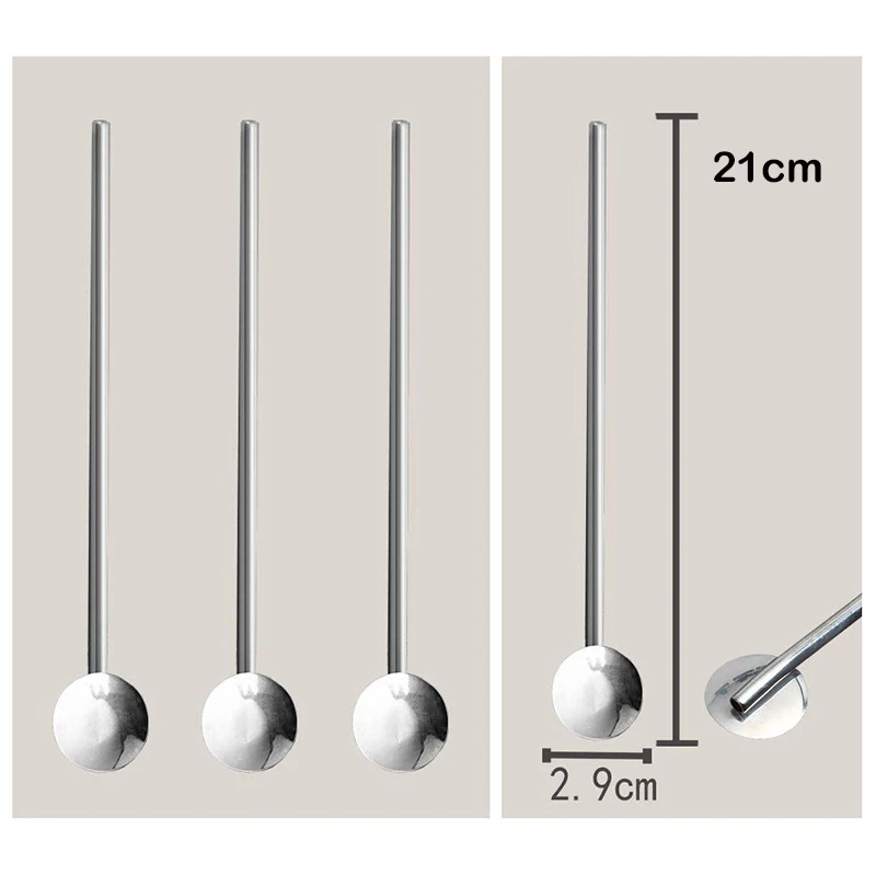 Spoon Drink Straws Julep Spoon Straw Drinking Straws Steel with Metal Cleaning Brush 8.26inch (21cm)